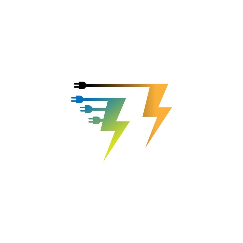Power symbol lightning icon logo design vector