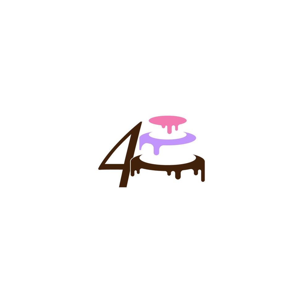 Number 4 icon with wedding cake  design template vector