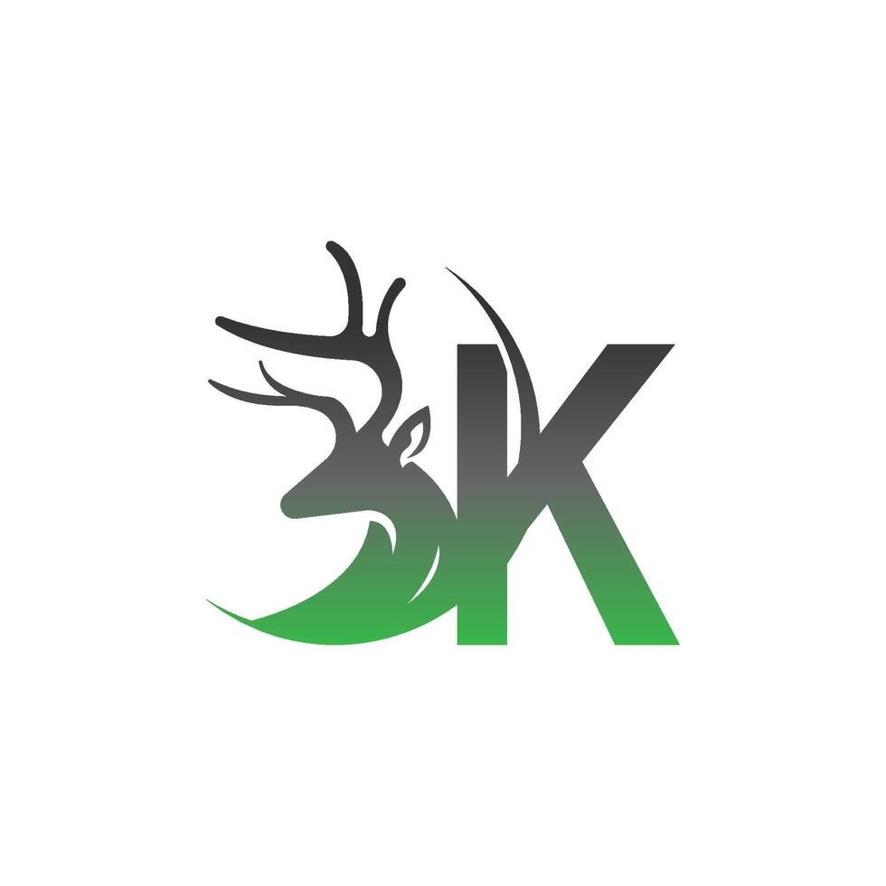 Letter K icon logo with deer illustration design vector