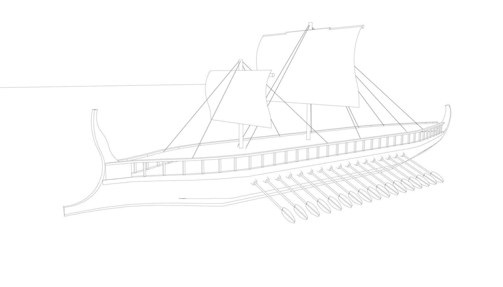 lineart style classic sailboat vector