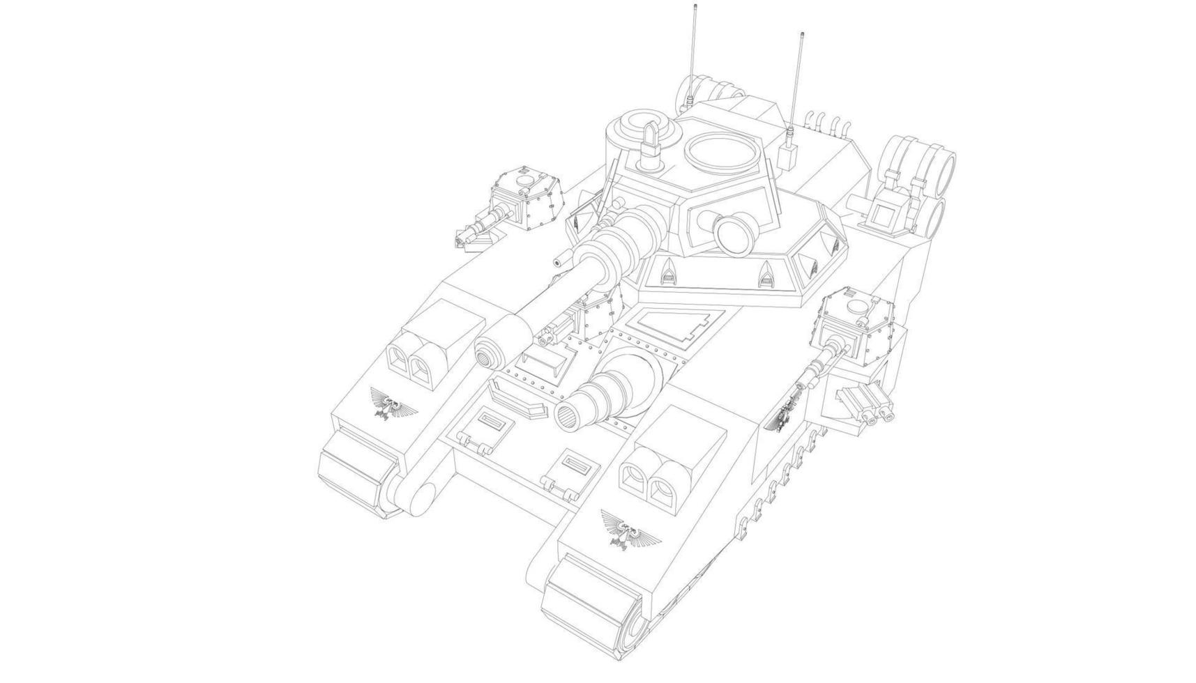 line art of destroyer tank vector