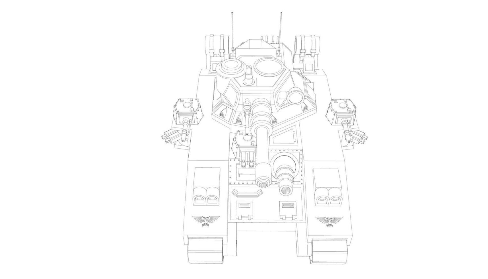 line art of destroyer tank vector