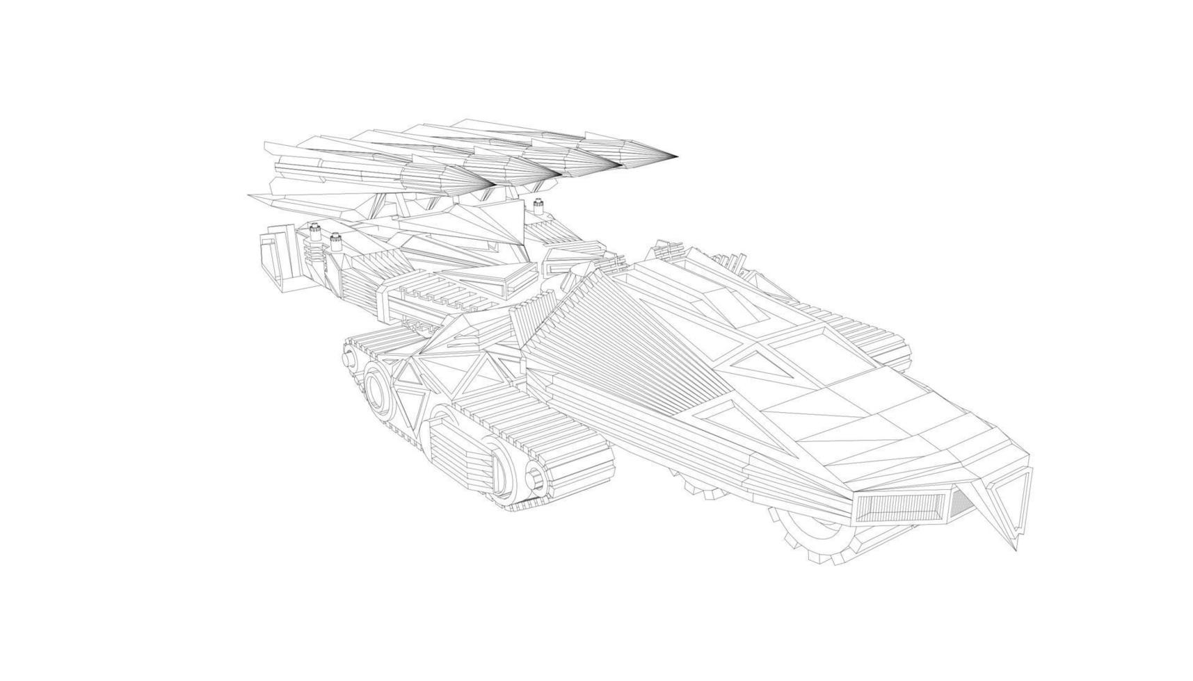 line art of destroyer tank vector