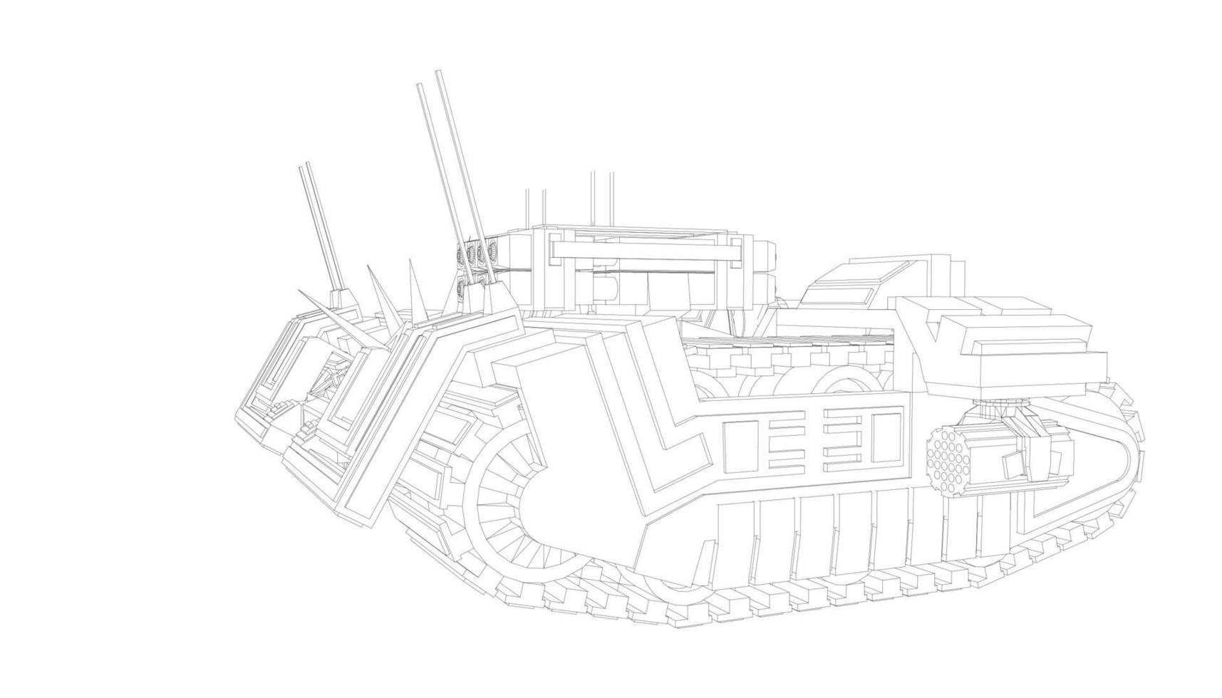 line art of assault tank vector