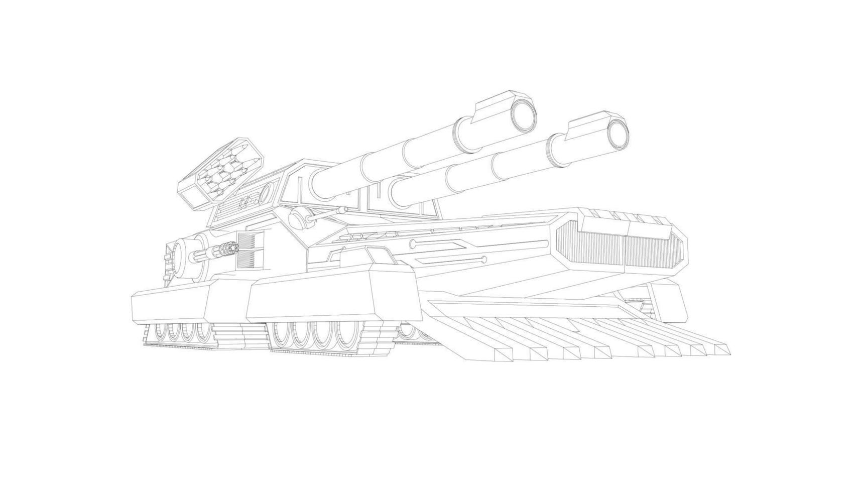 line art of assault tank vector