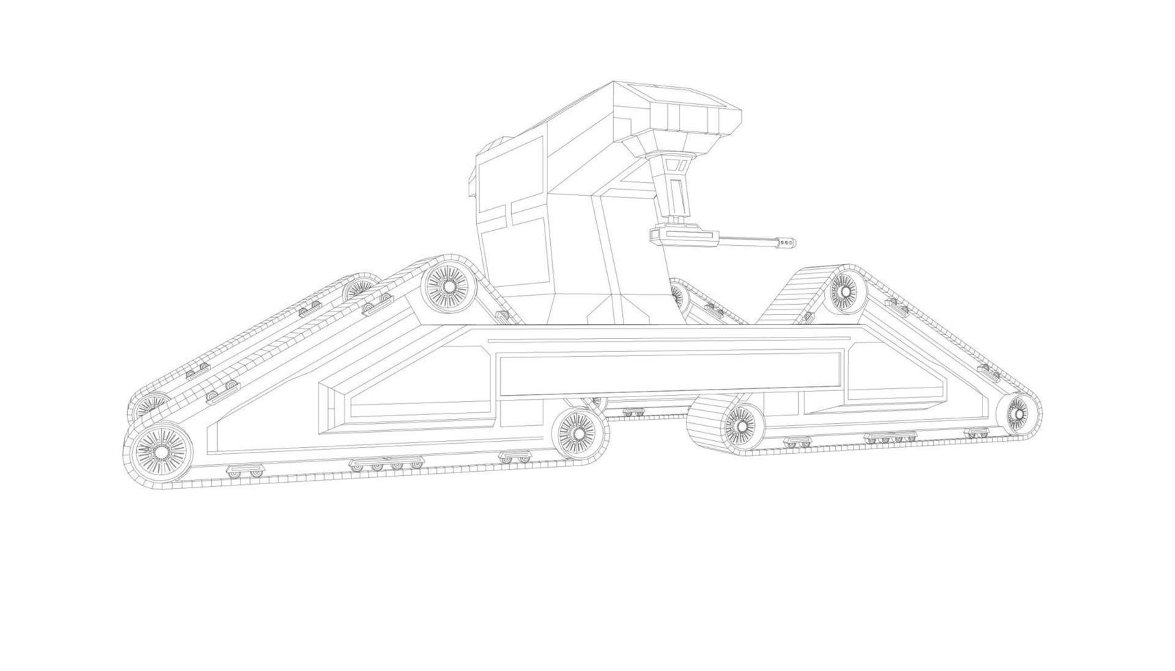 arte lineal del tanque de asalto vector