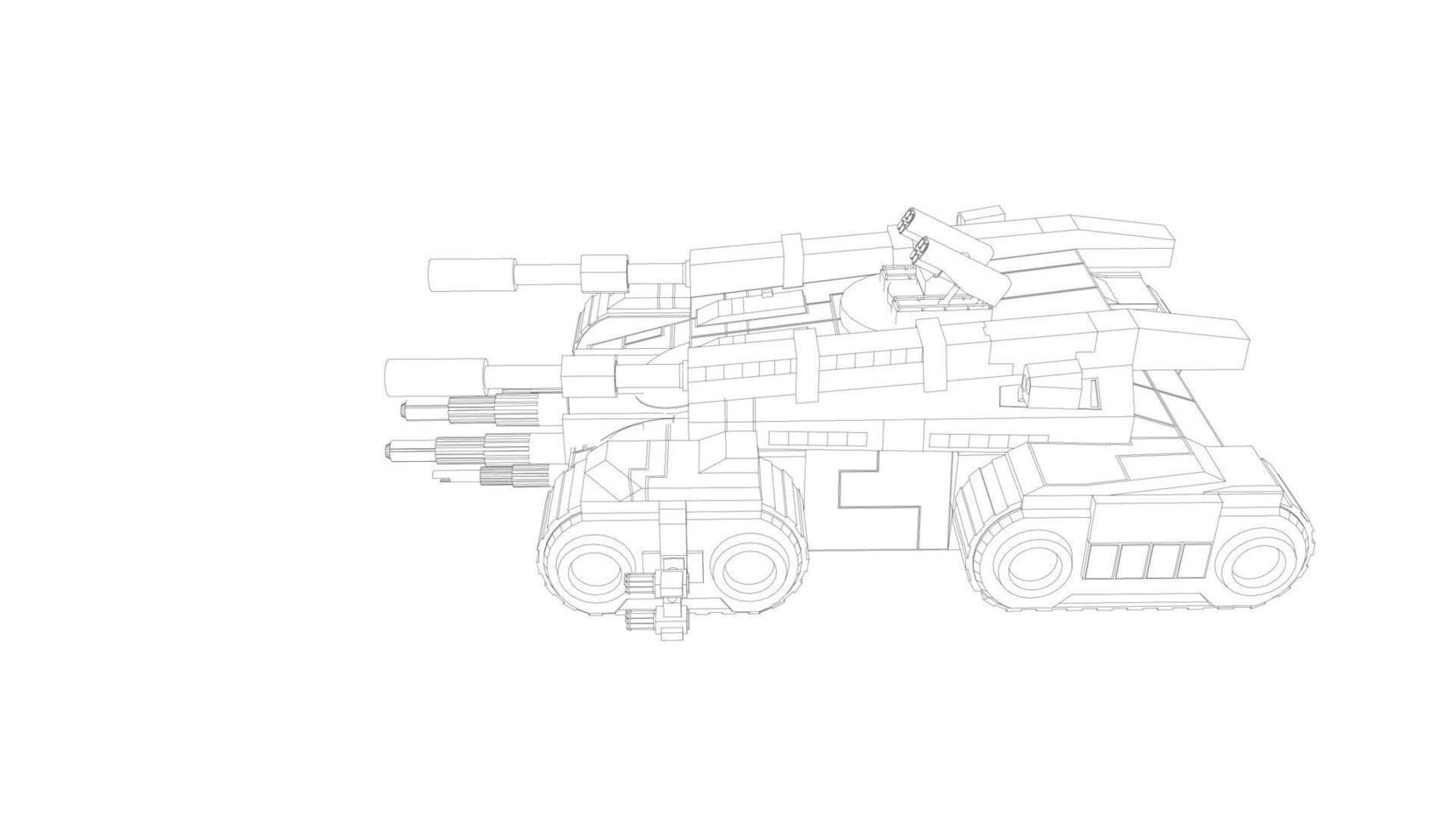 line art of destroyer tank vector