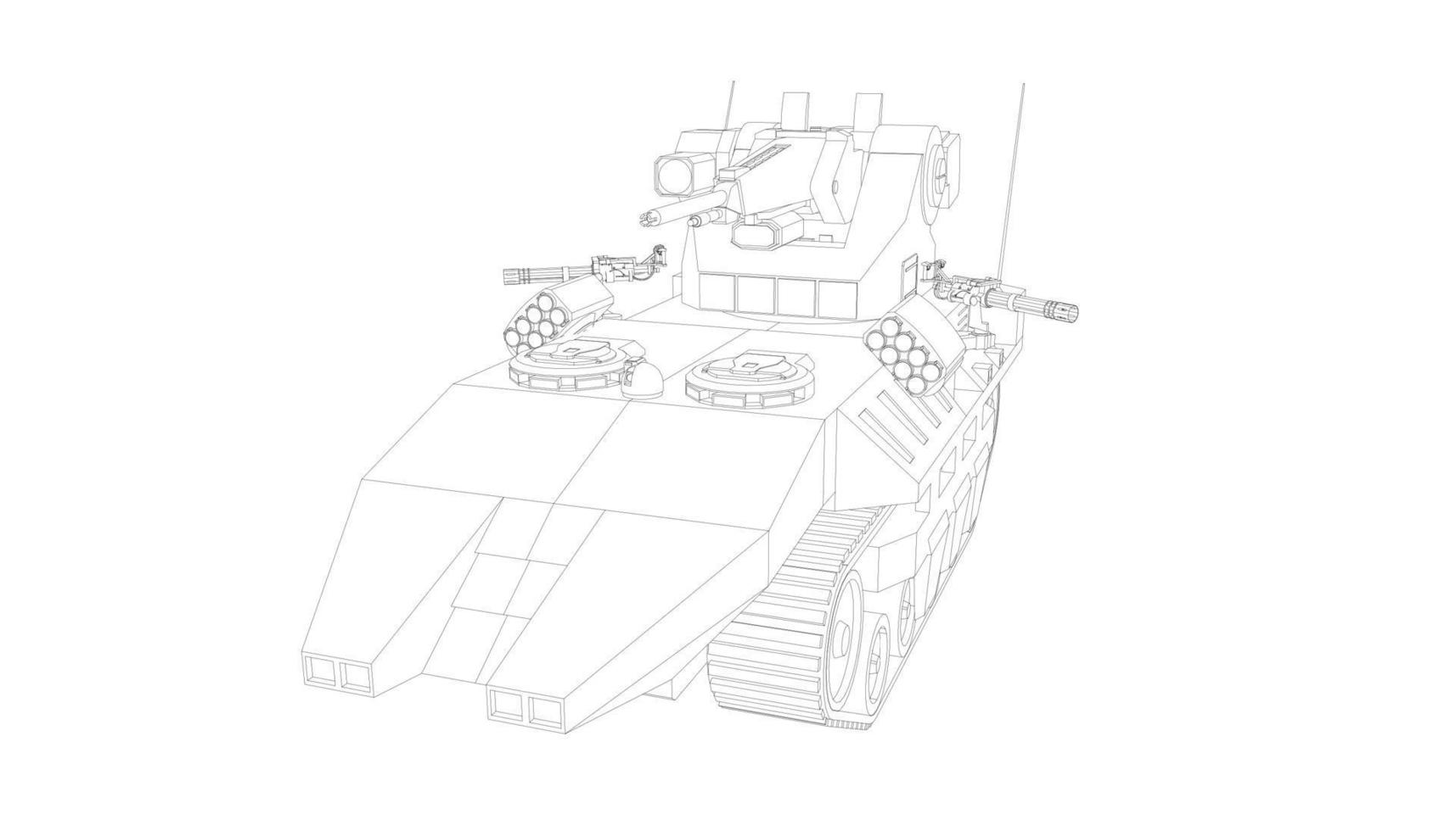 arte lineal del tanque destructor vector