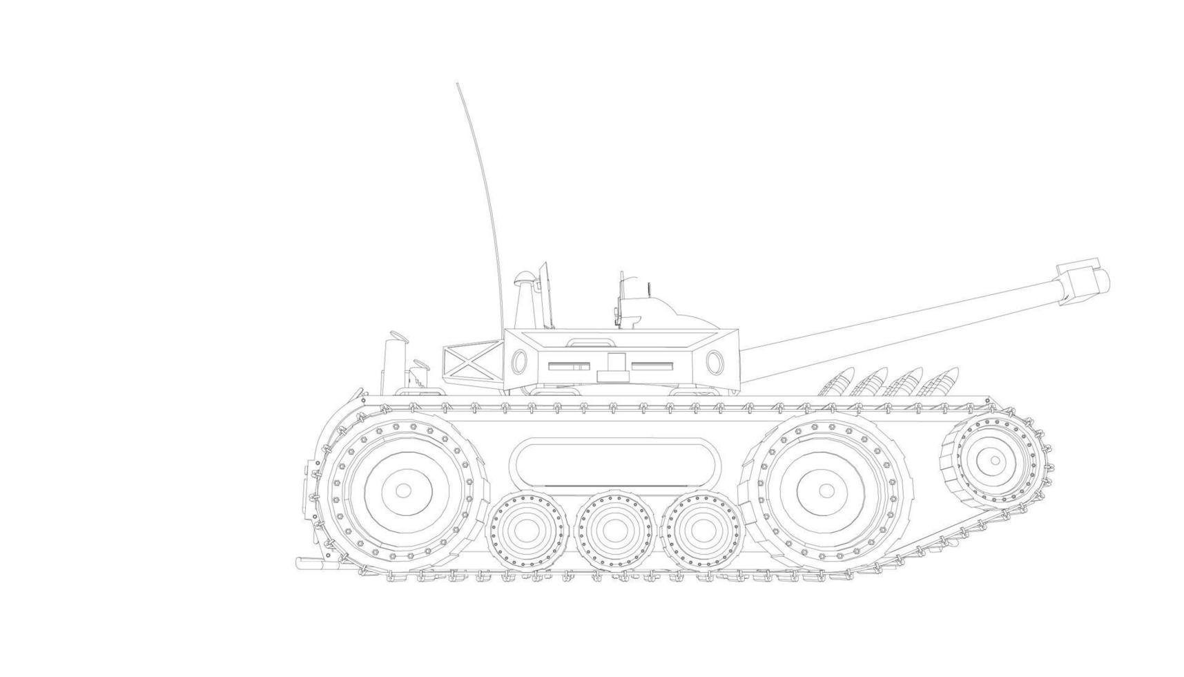 arte lineal de tanques militares vector