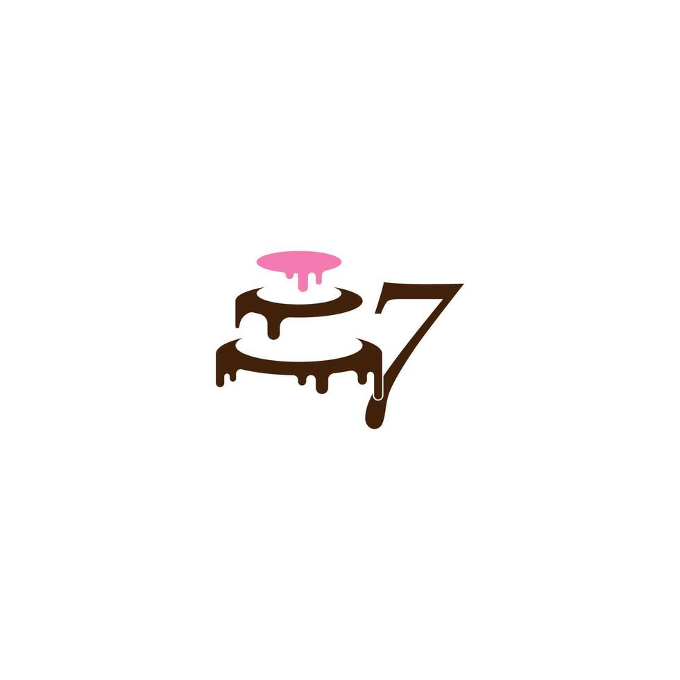 Number 7 icon with wedding cake  design template vector