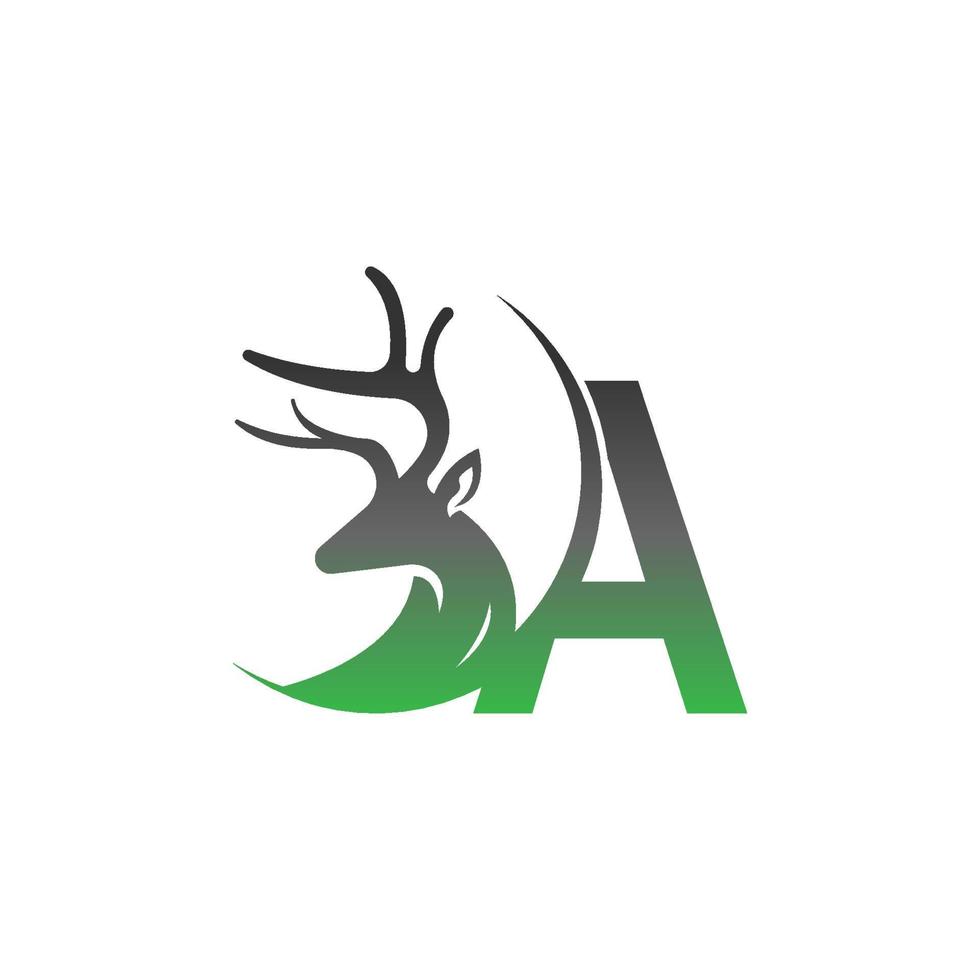 logotipo de icono de letra a con diseño de ilustración de ciervo vector
