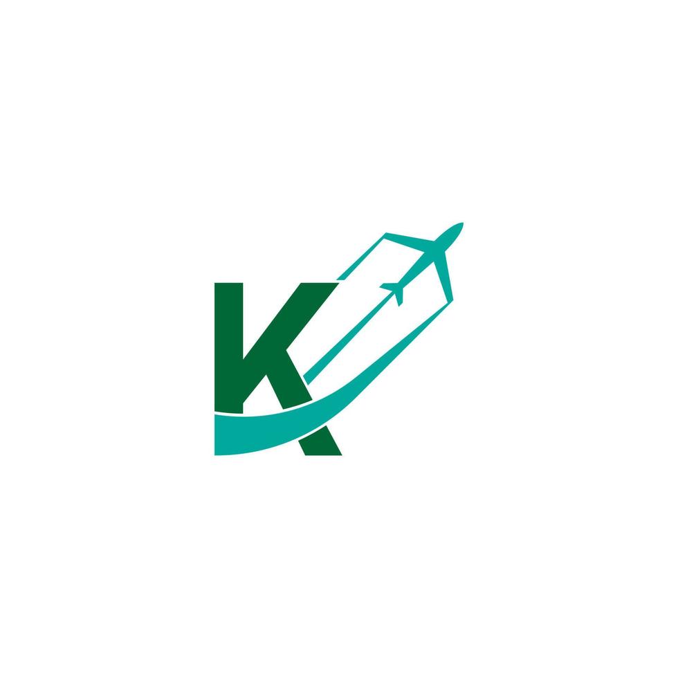 letra k con vector de diseño de icono de logotipo de avión