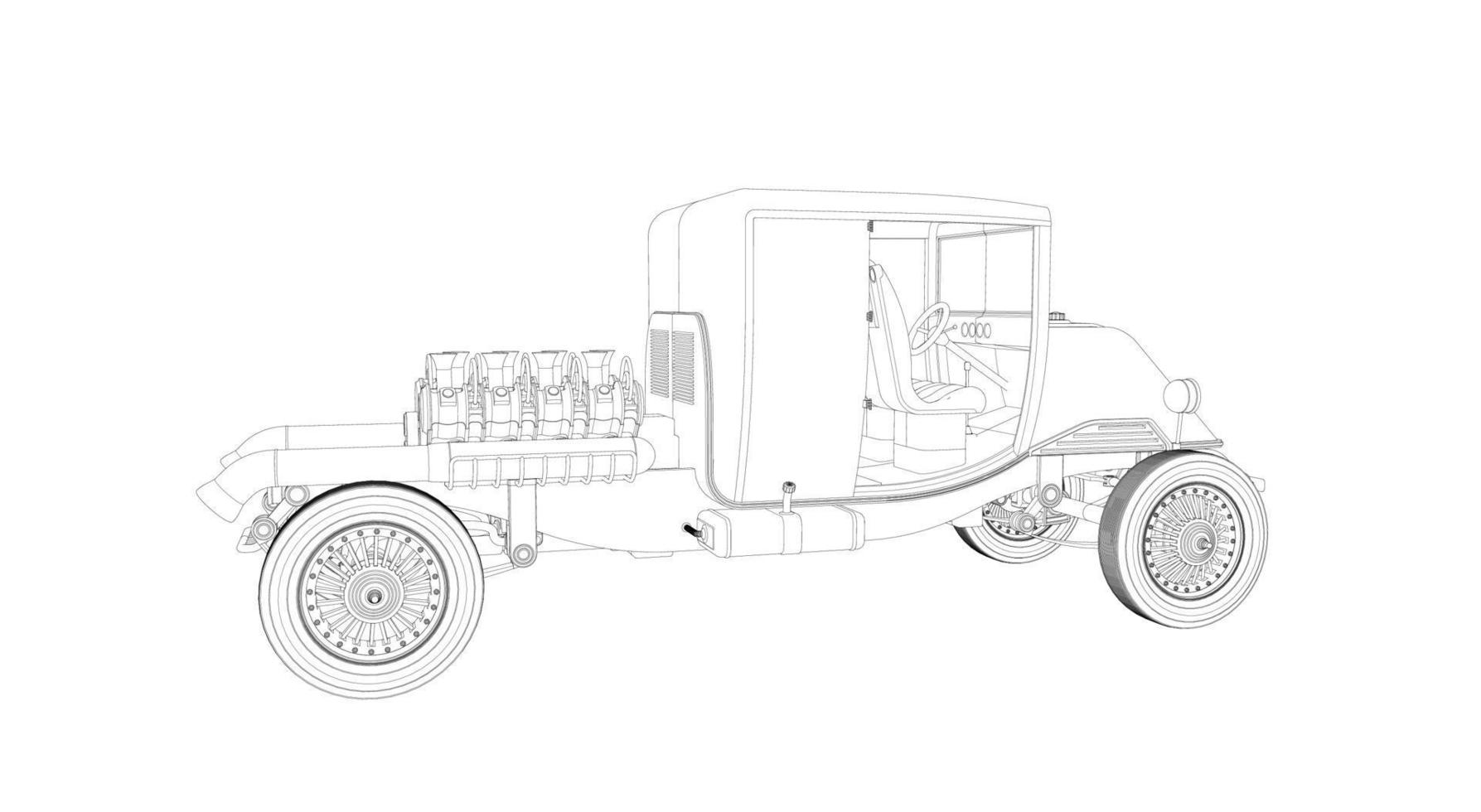 arte lineal de diseño de autos antiguos vector