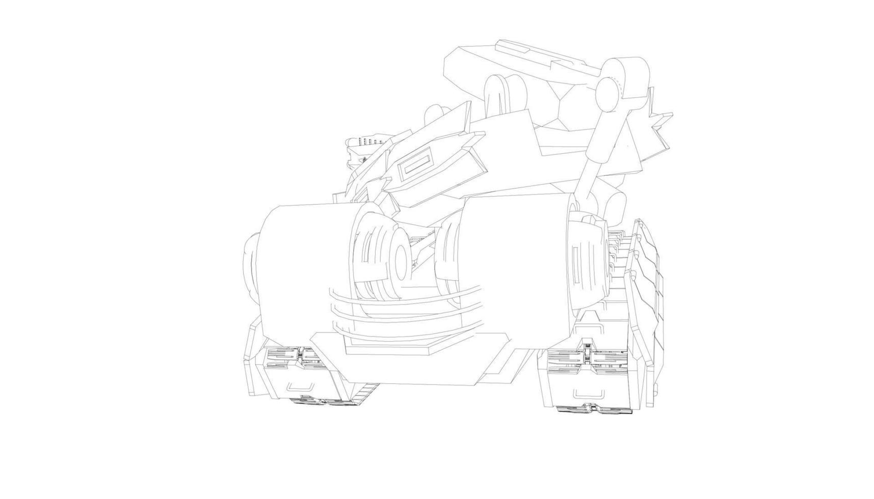 line art of destroyer tank vector