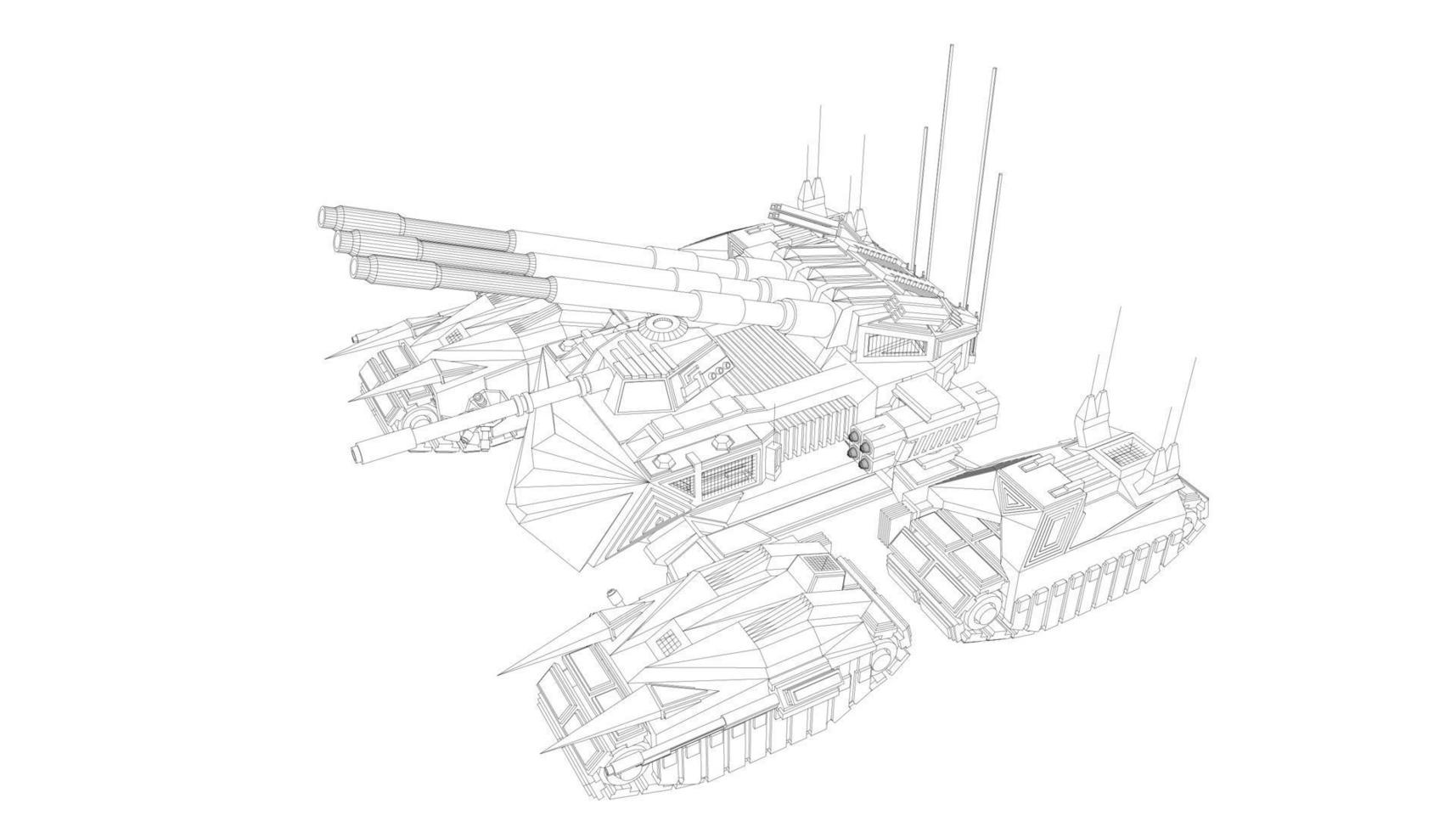 line art of military tanks vector
