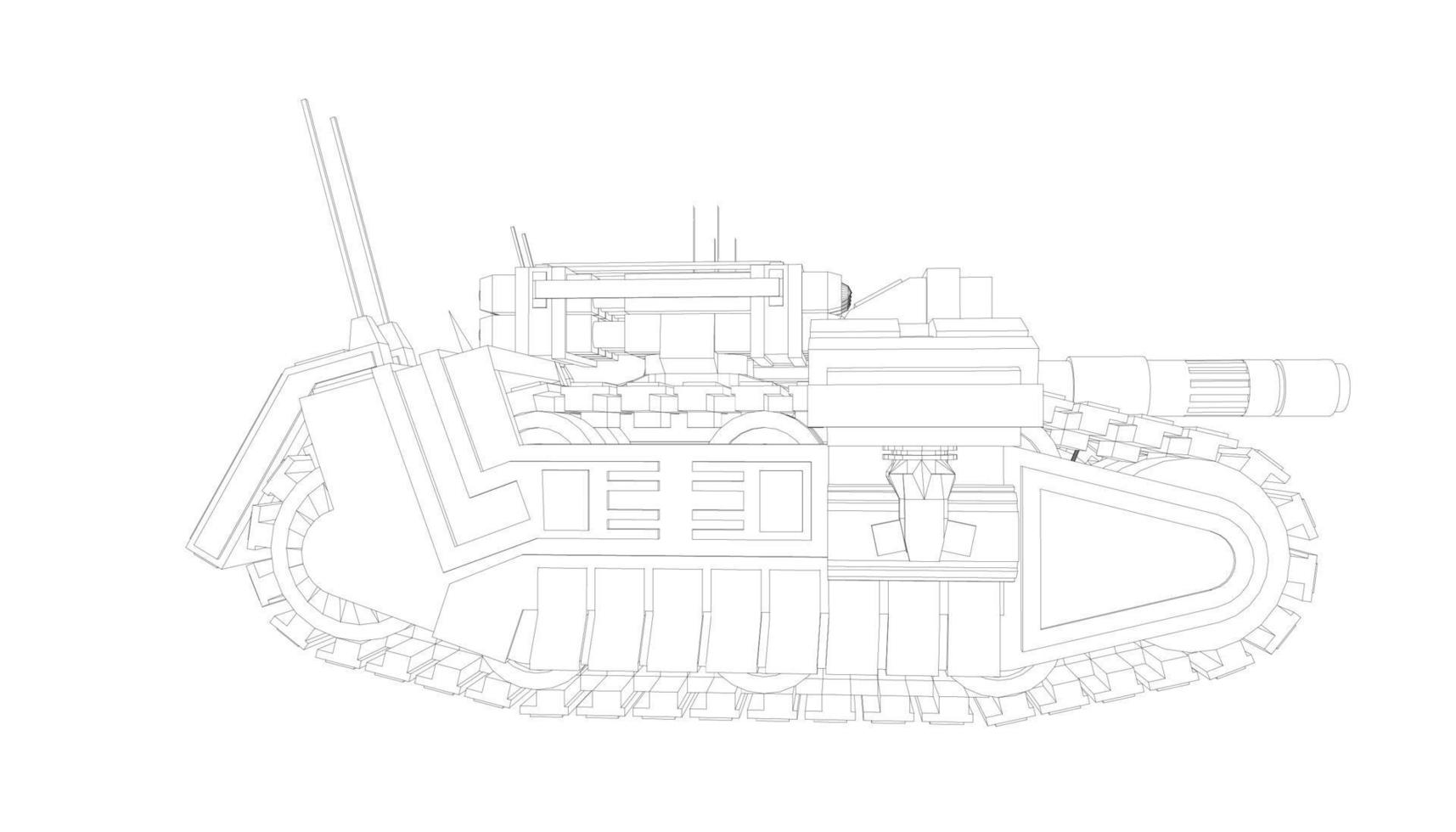 arte lineal del tanque de asalto vector