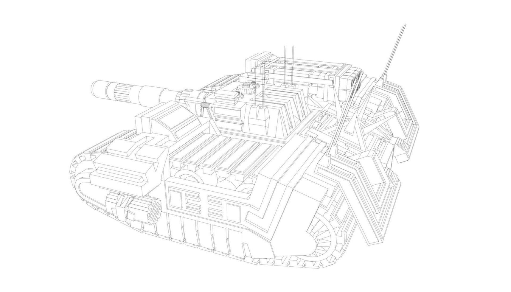 line art of assault tank vector
