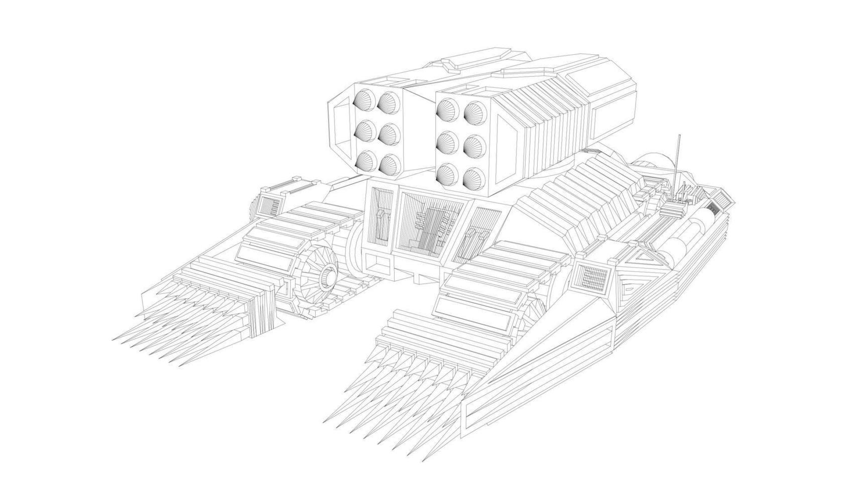 arte lineal de tanques militares vector