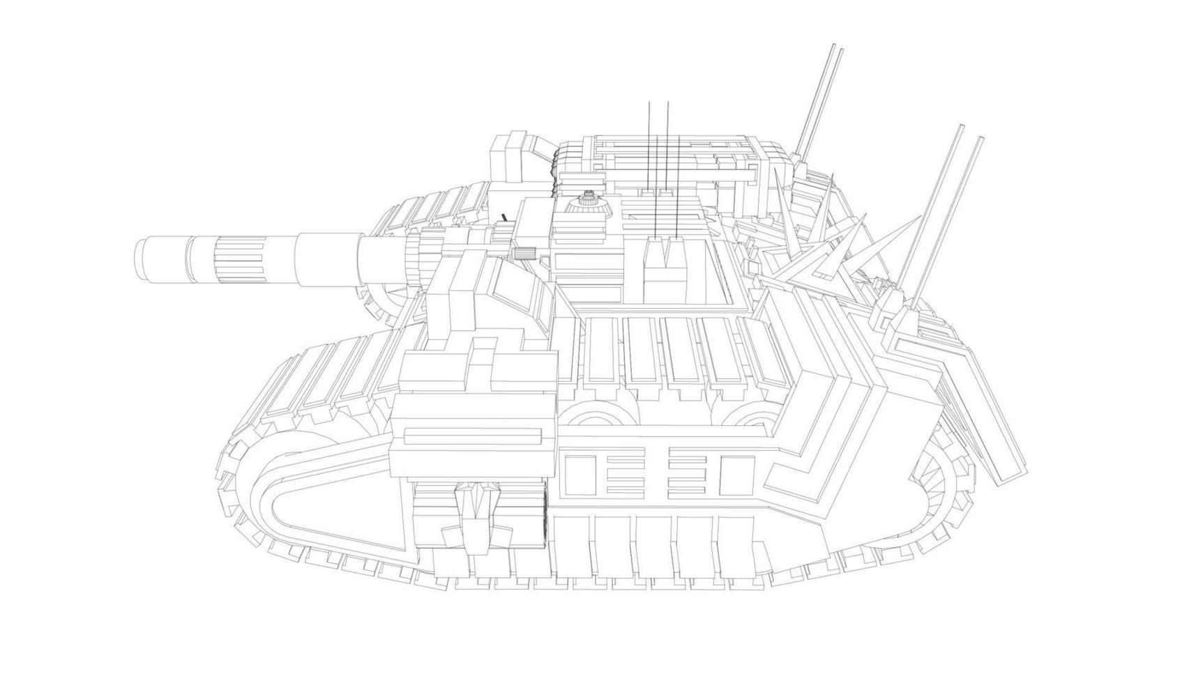 line art of assault tank vector