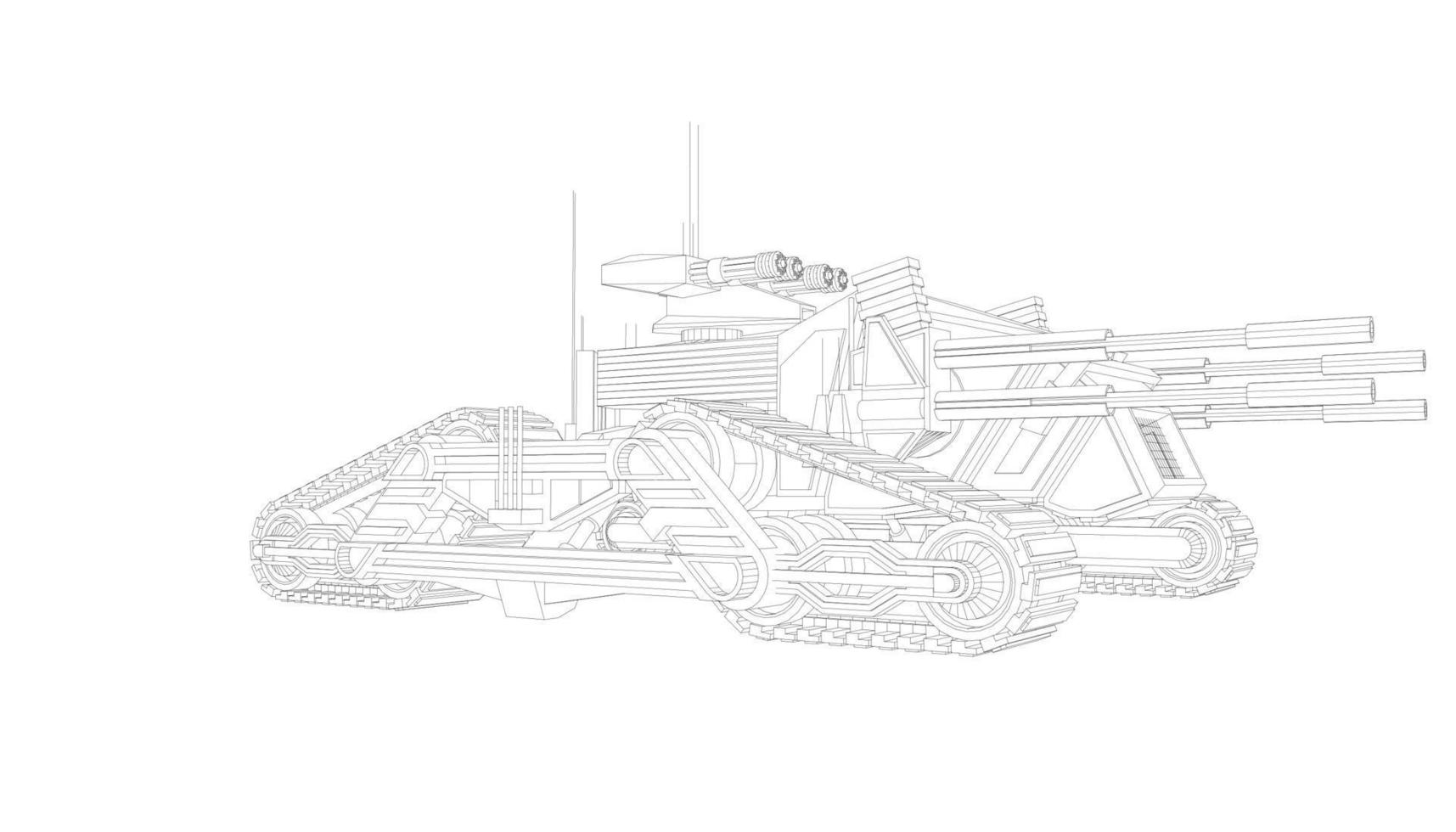 arte lineal de tanques militares vector