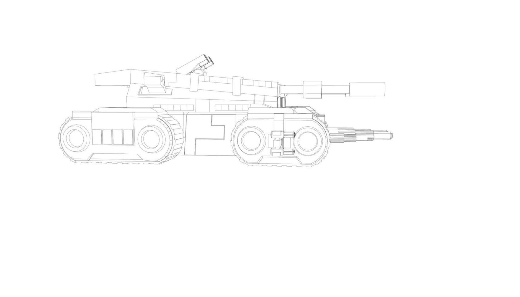 line art of destroyer tank vector