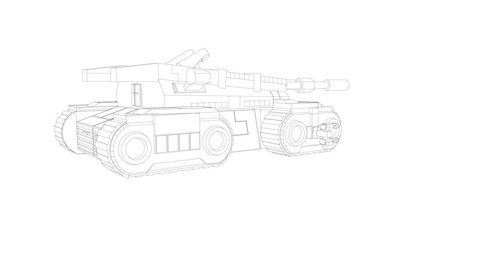 line art of destroyer tank vector