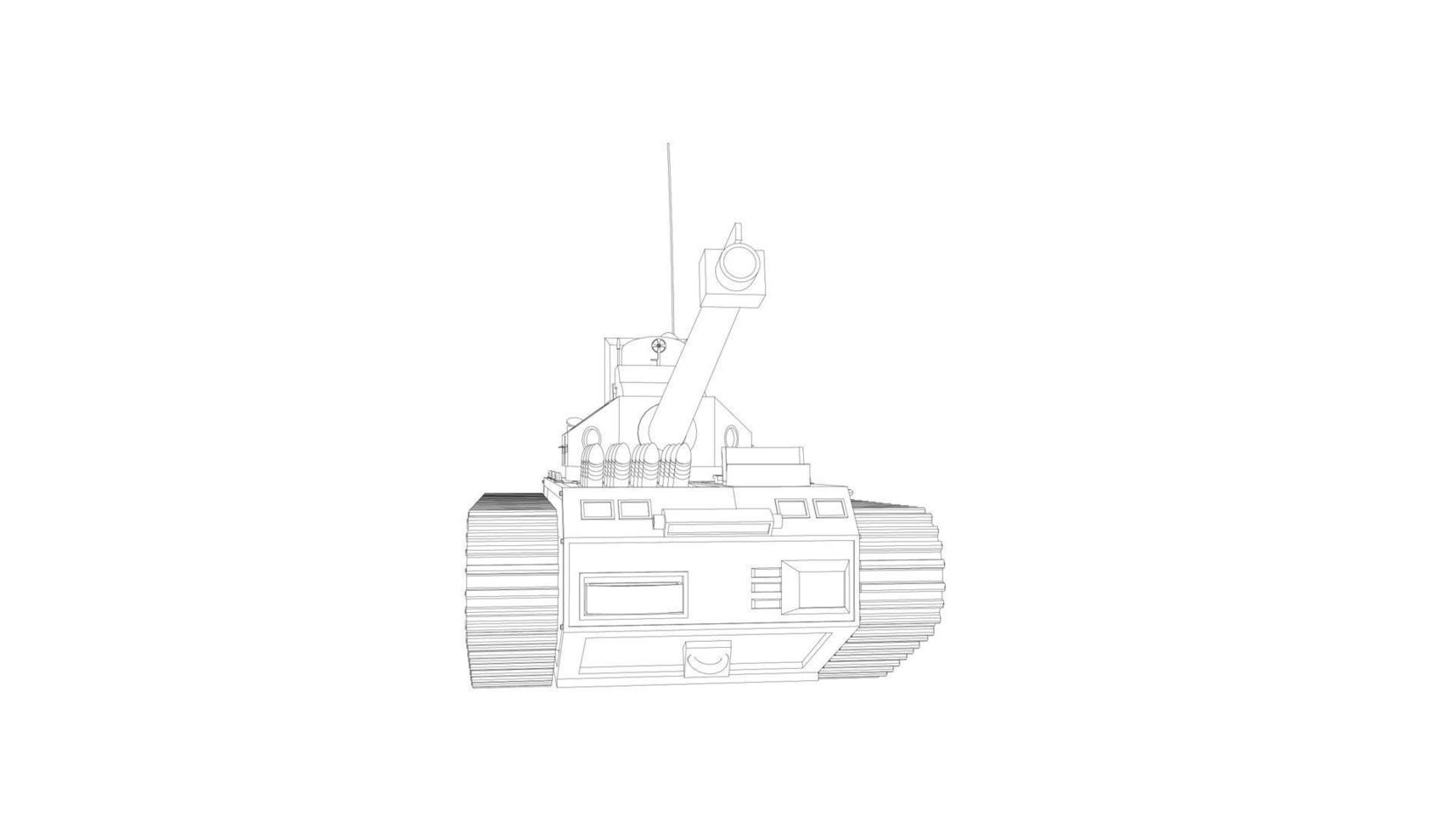 line art of destroyer tank vector