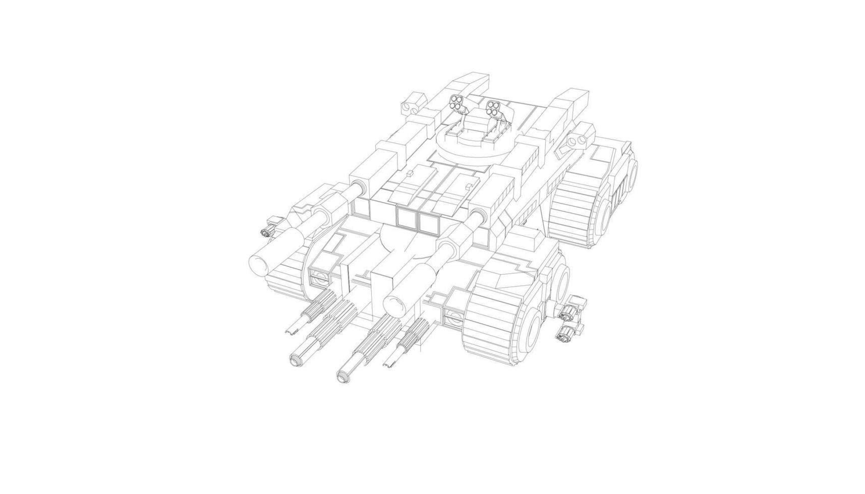 arte lineal del tanque destructor vector