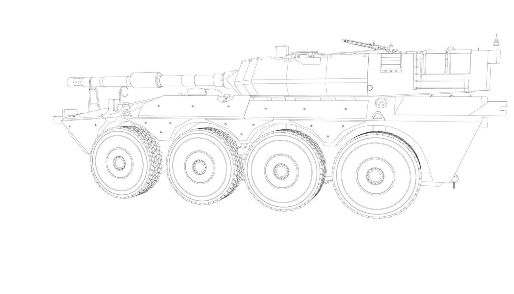 arte lineal del tanque destructor vector