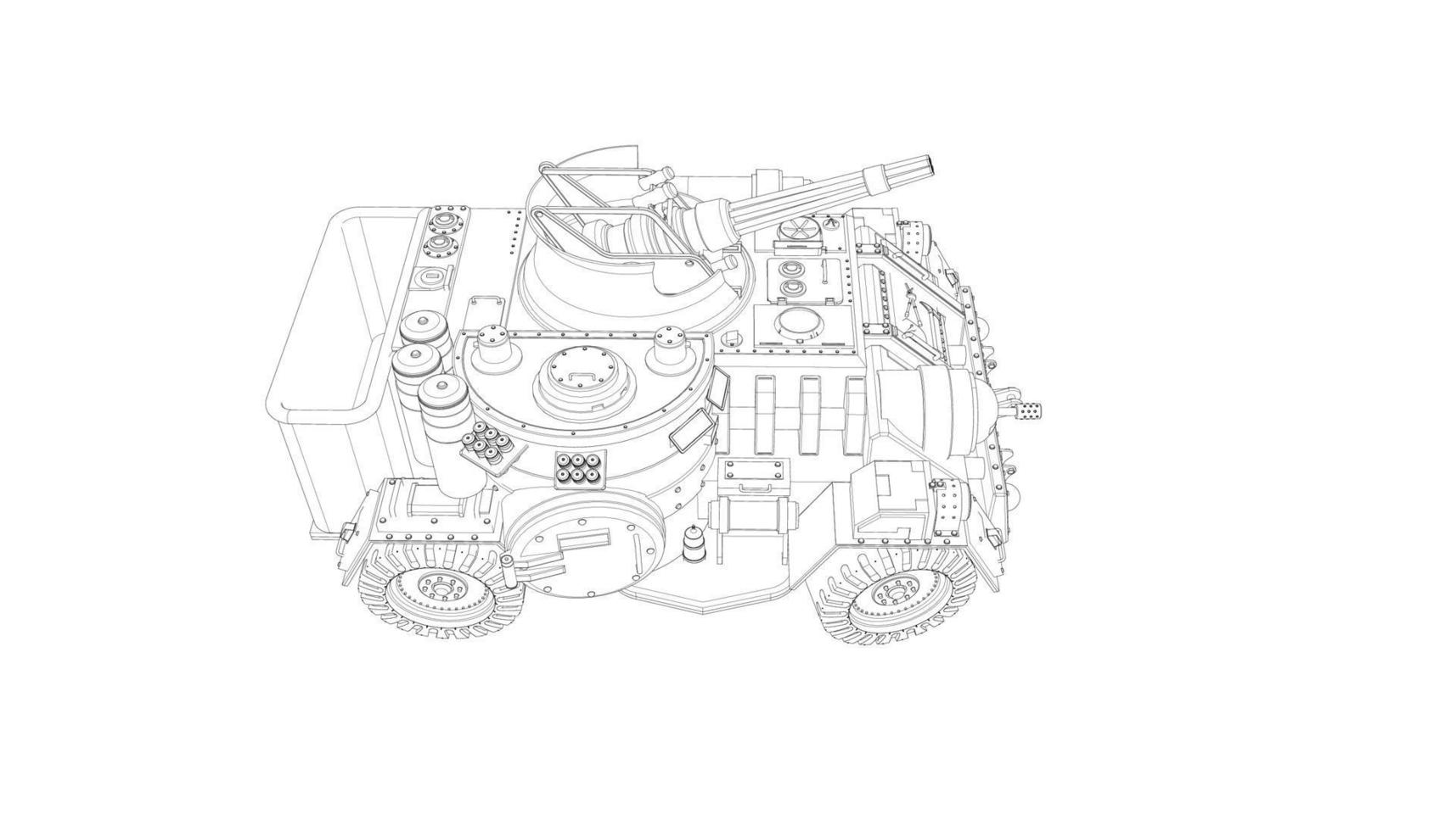 arte lineal de tanques militares vector