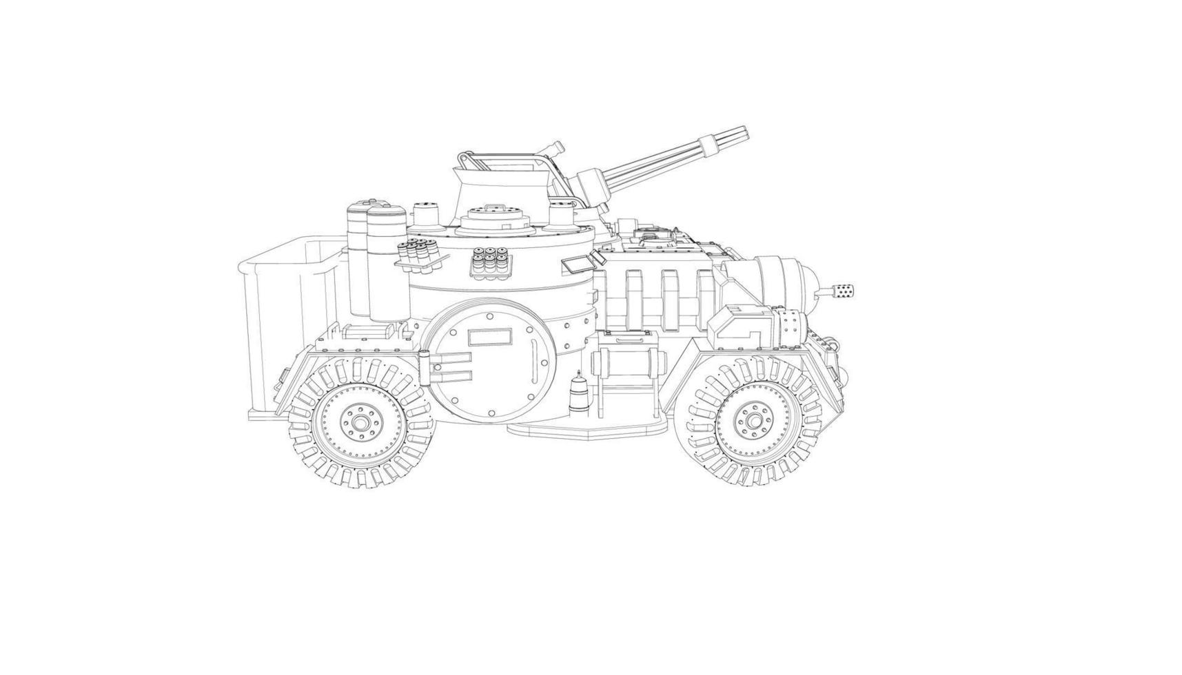 line art of military tanks vector