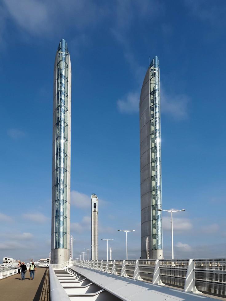 Bordeaux, France, 2016. New Lift Bridge Jacques Chaban-Delmas Spanning the River Garonne at Bordeaux photo