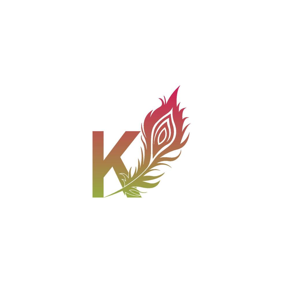 letra k con vector de diseño de icono de logotipo de pluma