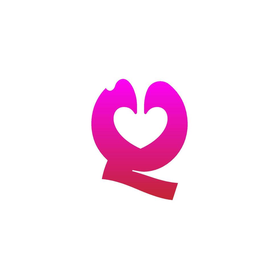 Letter Q logo icon with melting love symbol design template vector