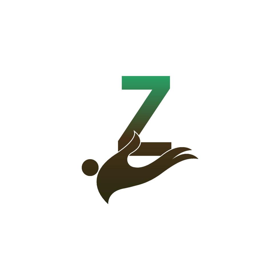 Letter Z logo icon with people hand design symbol template vector