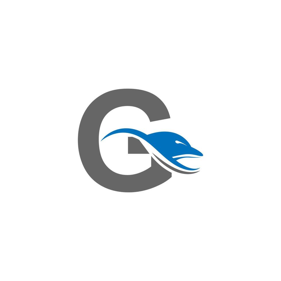 delfín con plantilla de vector de concepto de diseño de icono de logotipo de letra g
