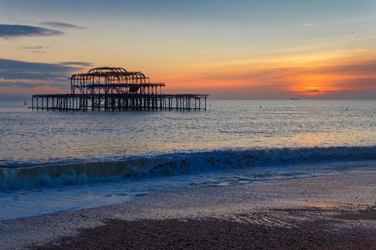 BRIGHTON, EAST SUSSEX, UK, 2018. View of the derelict West Pier in Brighton East Sussex on January 26, 2018 photo