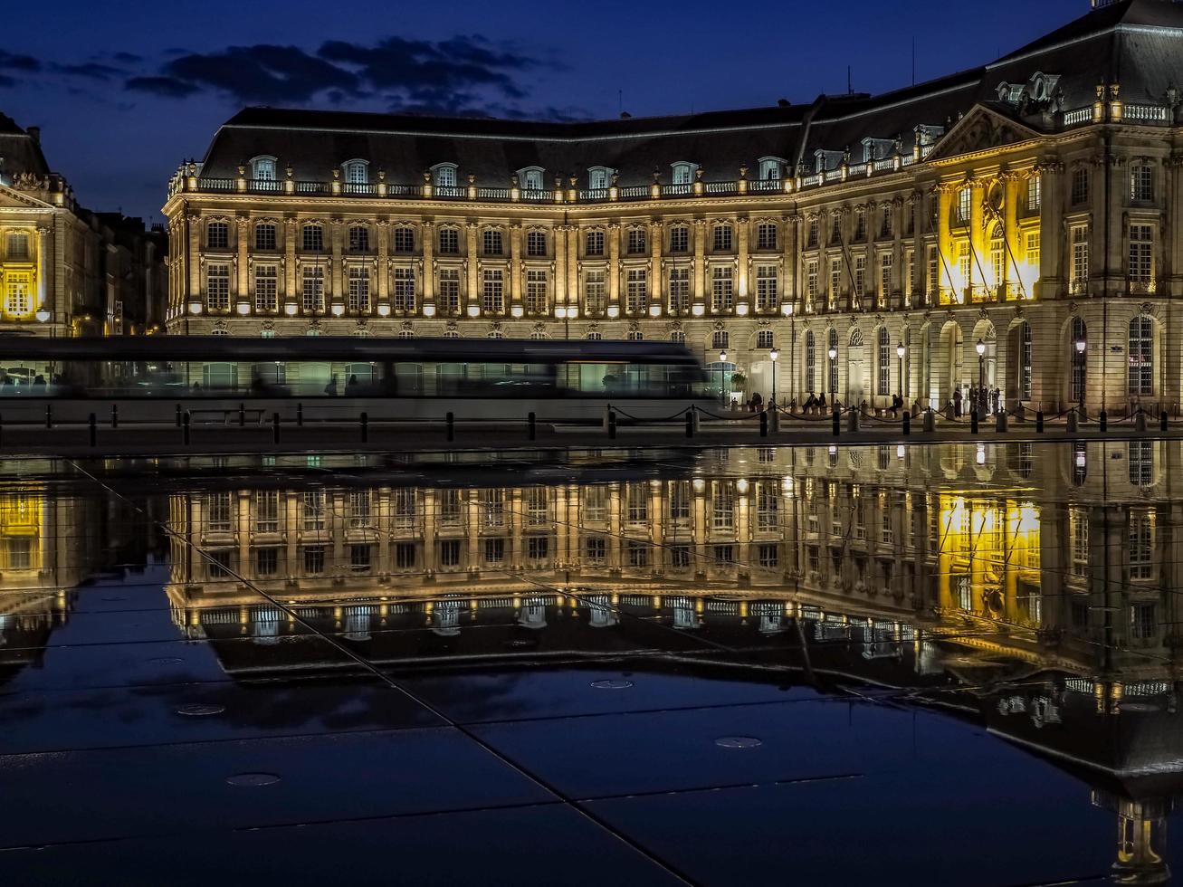 Bordeaux, France, 2016. Miroir d'Eau at Place de la Bourse in Bordeaux photo