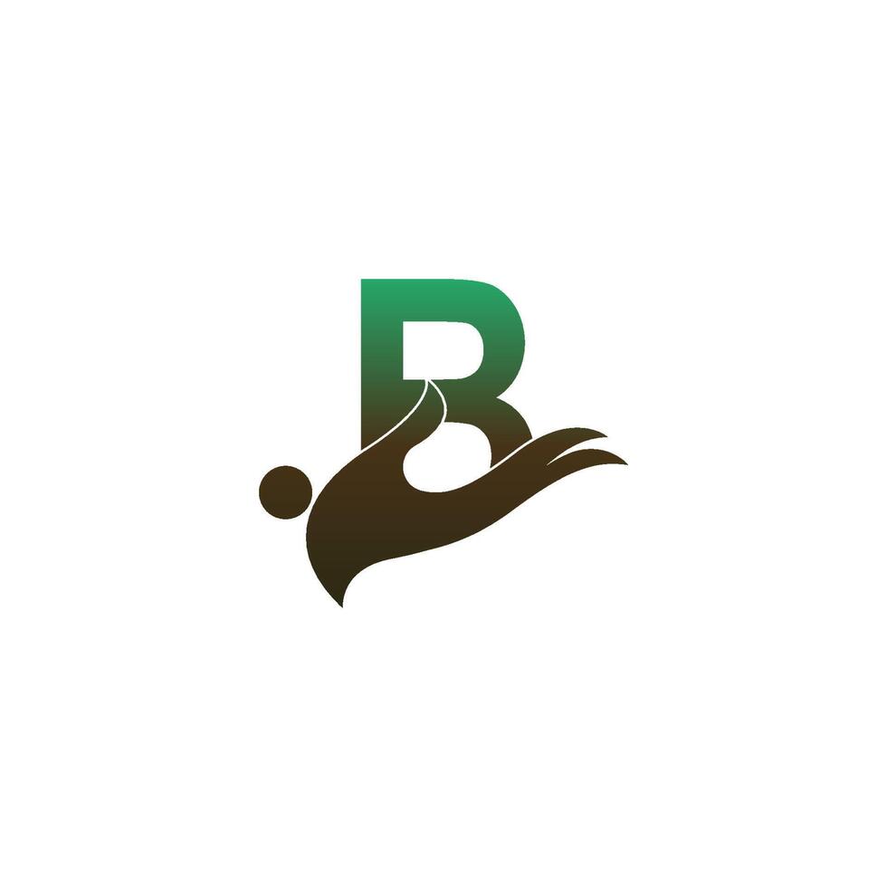 Letter B logo icon with people hand design symbol template vector