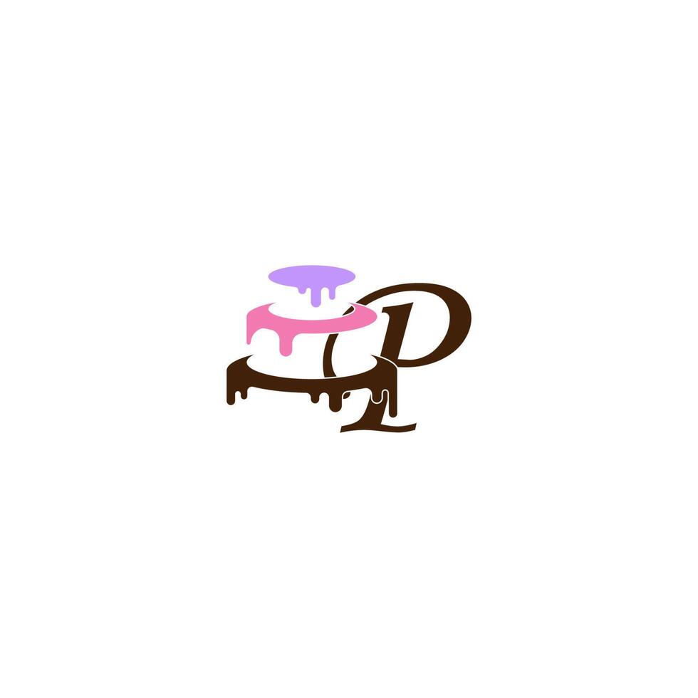 icono de letra p con vector de plantilla de diseño de pastel de bodas