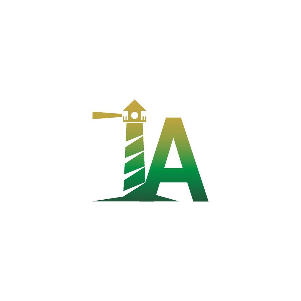 Letter A with lighthouse icon logo design template vector