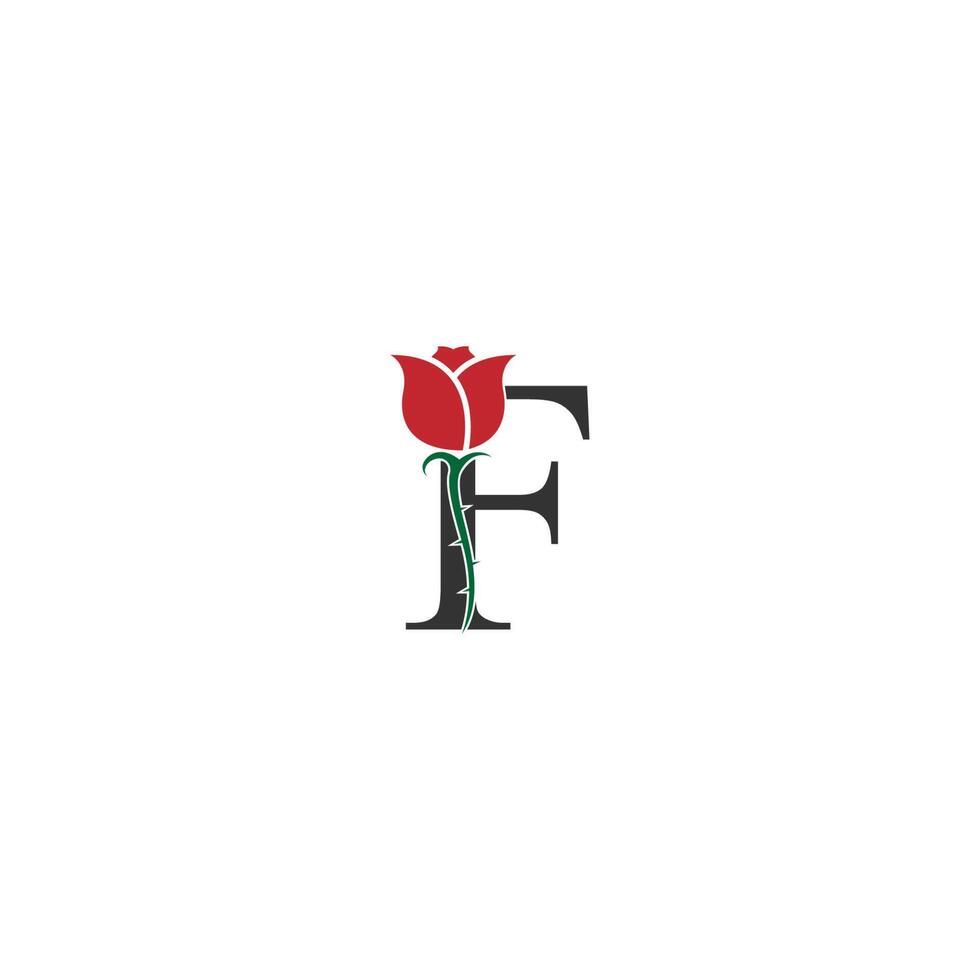 Letter F logo icon with rose design vector