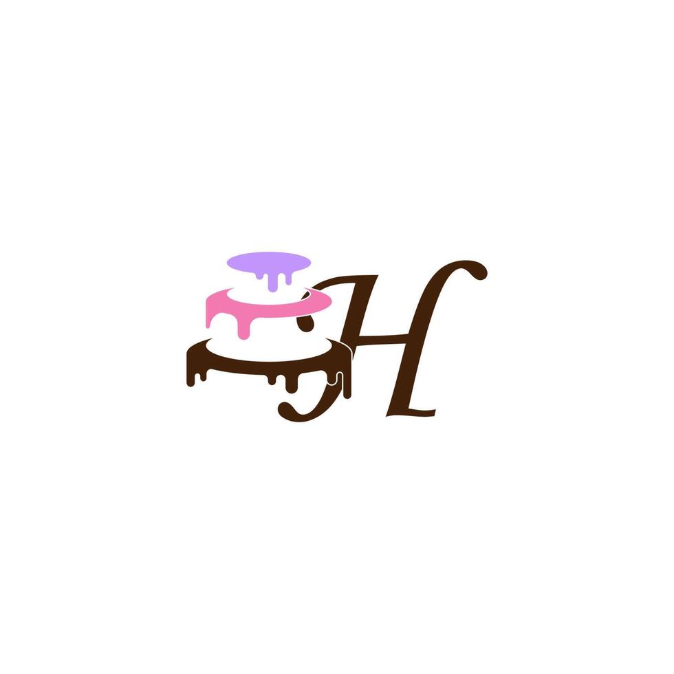 Letter H icon with wedding cake  design template vector