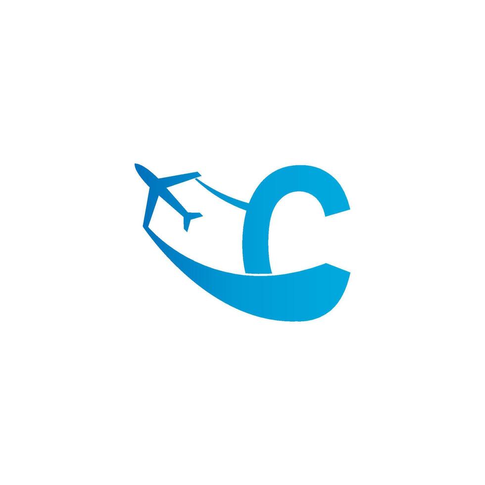 Letter C with plane logo icon design vector illustration