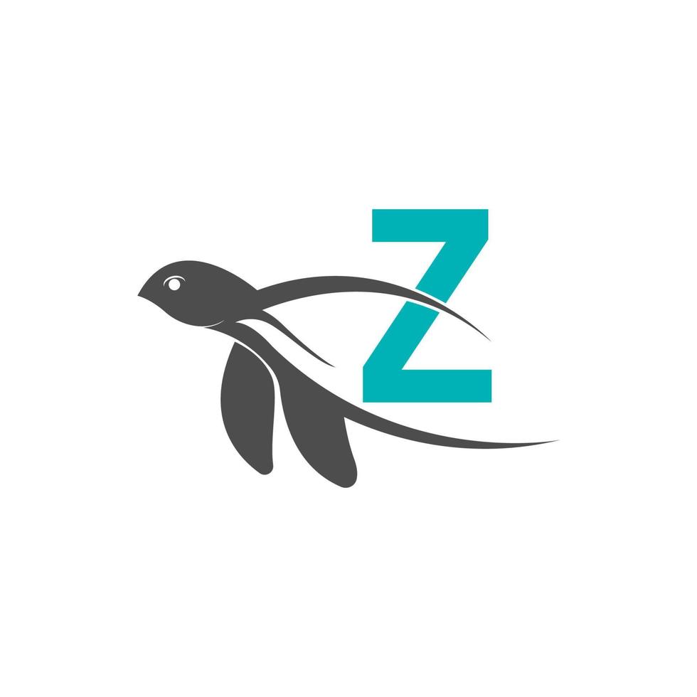 Sea turtle icon with letter Z logo design illustration vector