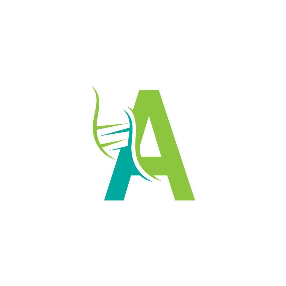 DNA icon logo with letter A template design vector