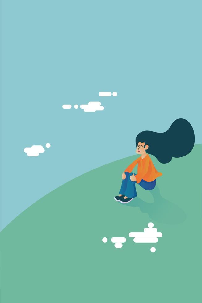 Self awareness sit on the grass field vector