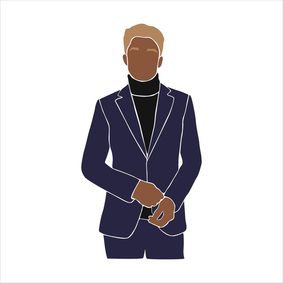 Abstract modern men portrait. Male shapes and silhouette of faceless men. Contemporary art. Fashion paper cut elements for social media, poster, postcard, print. Aesthetic Vector illustration.
