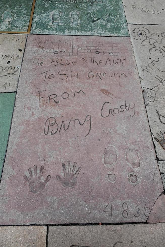 HOLLYWOOD, CALIFORNIA, USA, 2011. Bing Crosby signature and handprints in Hollywood on July 29, 2011 photo