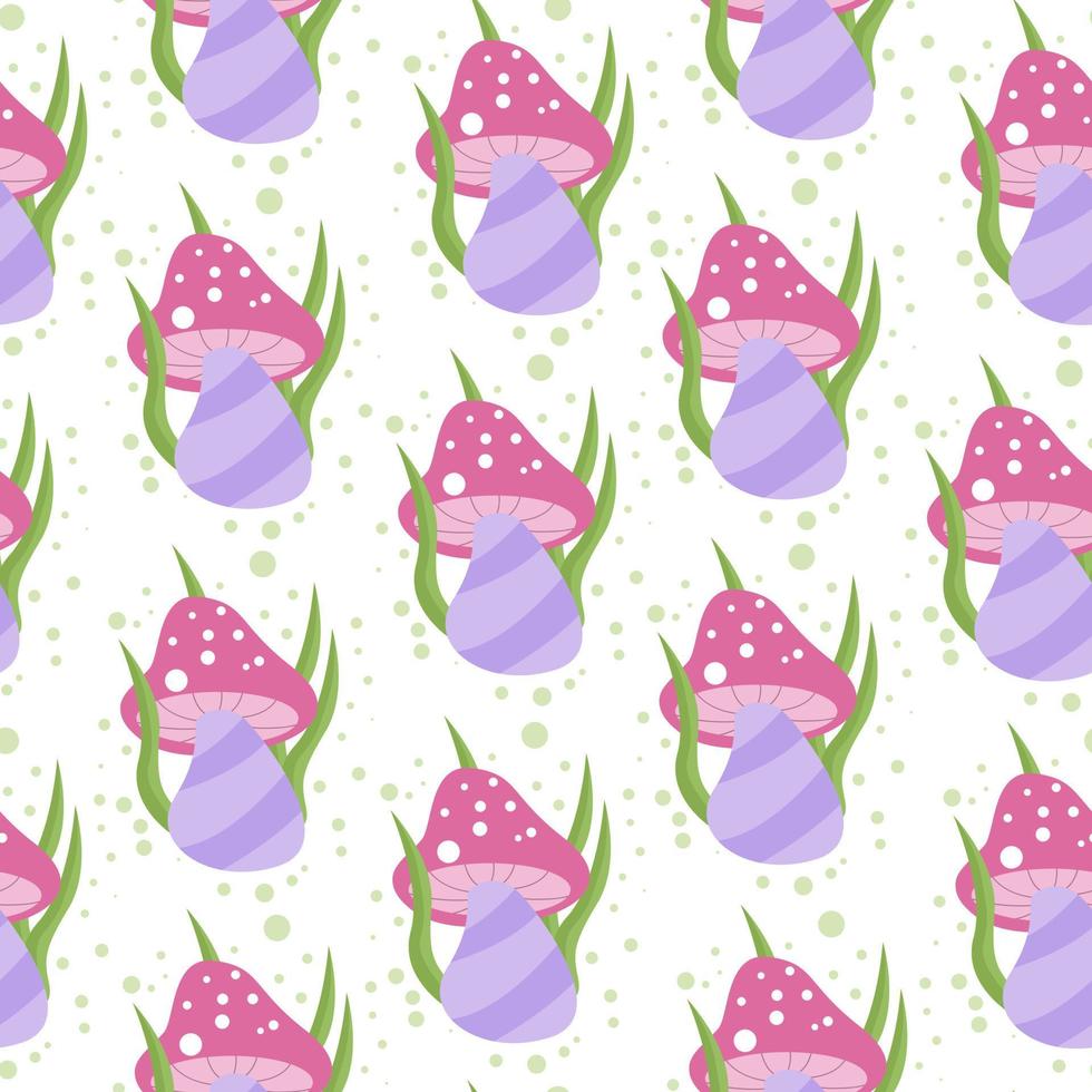 seamless pattern with cute mushroom illustration vector in cartoon style